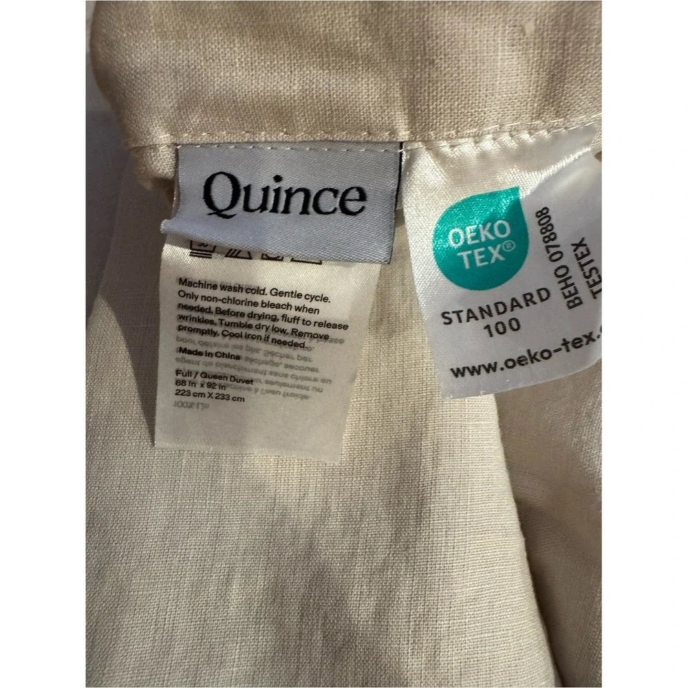Quince European Linen Duvet Cover Set Full/Queen | Sand | 100% Linen